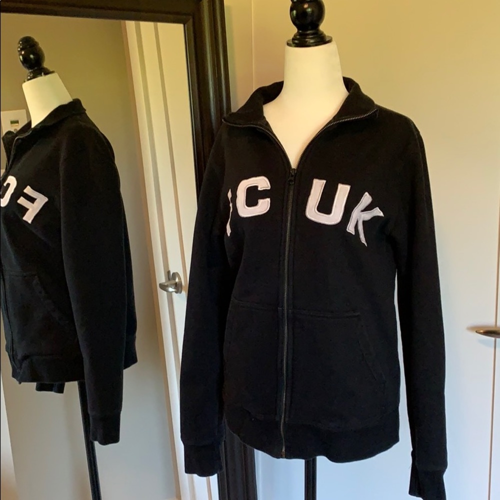 French Connection UK black/white zip sweatshirt